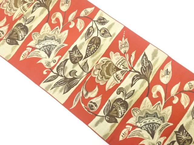 JAPANESE NAGOYA OBI / CHIKUZEN HAKATA / WOVEN ARABESQUE